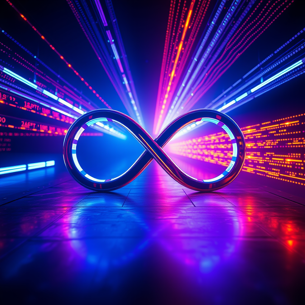 A sculptural Meta infinity logo at the centre of a cinematic plum-and-platinum scene representing the September 2026 wave of AI model releases.